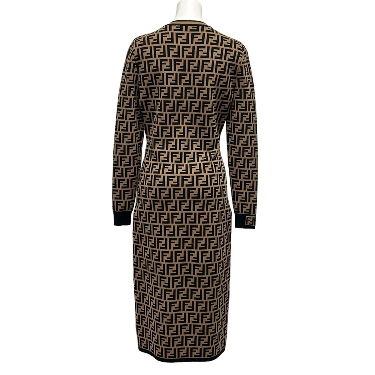 Fendi Dress 38 S Brown Black Zucca Pattern FF Logo 38 — view 2
