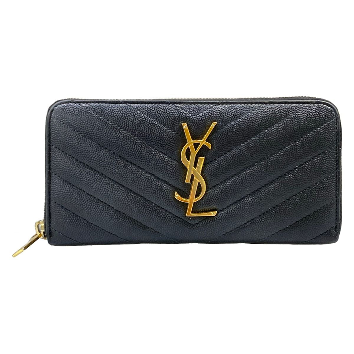 Saint Laurent Paris Wallet Black Zip Around Leather