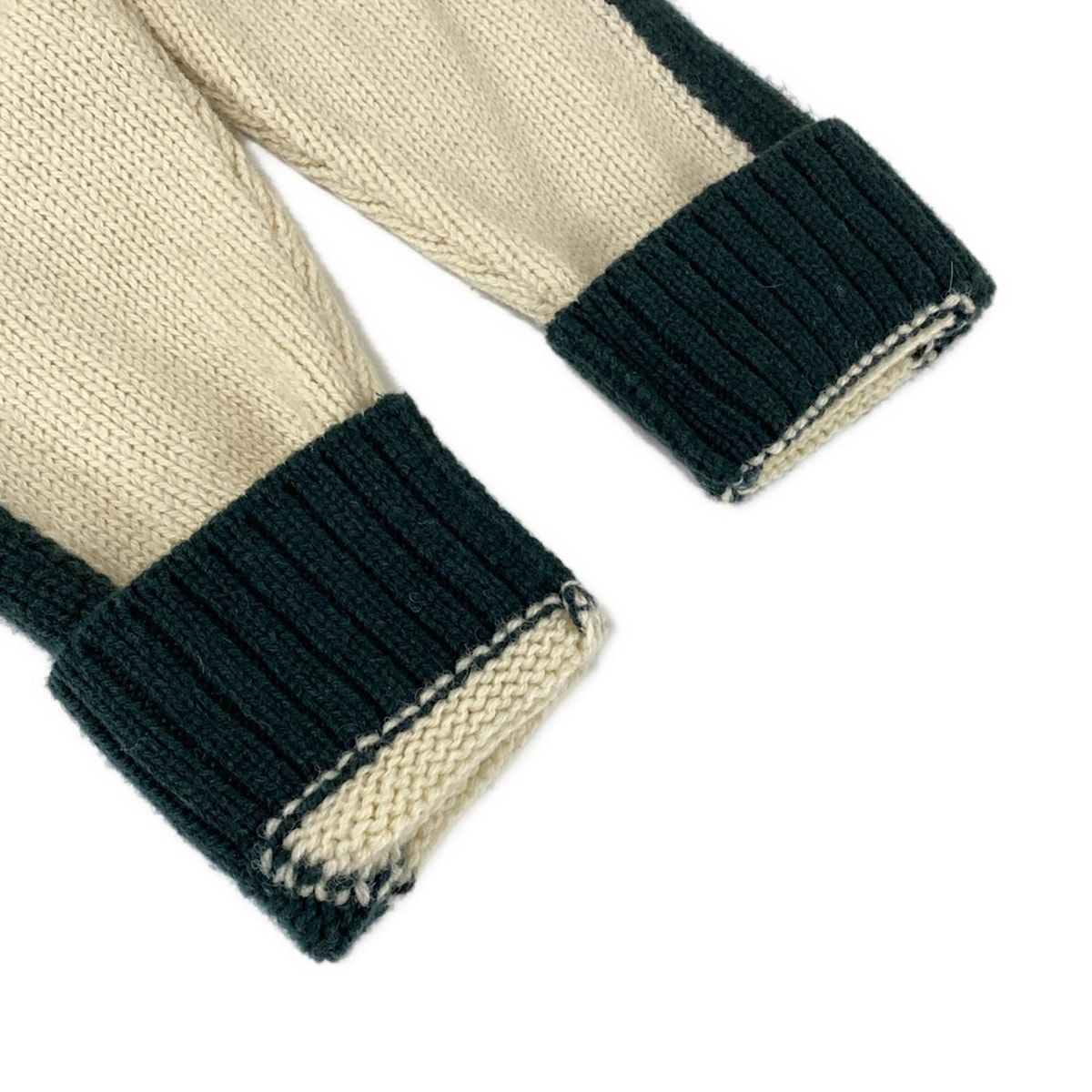 Dior Long Sleeve Sweater I 40 Ivory Dark Green Wool — view 7