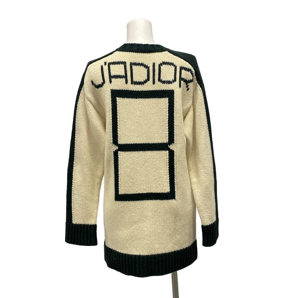Dior Long Sleeve Sweater I 40 Ivory Dark Green Wool — view 2