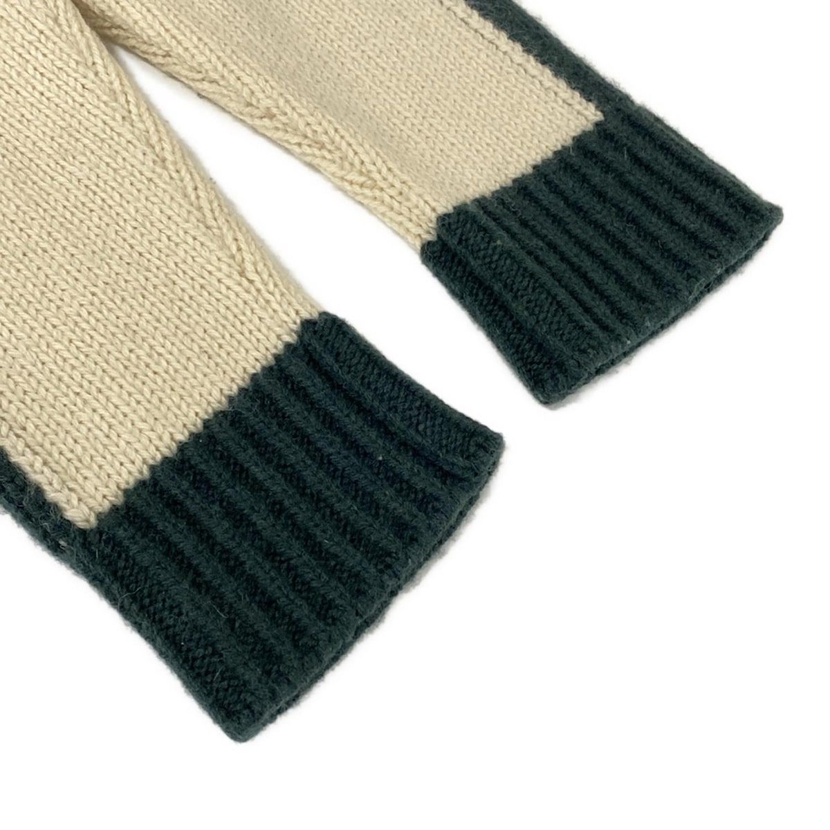 Dior Long Sleeve Sweater I 40 Ivory Dark Green Wool — view 6
