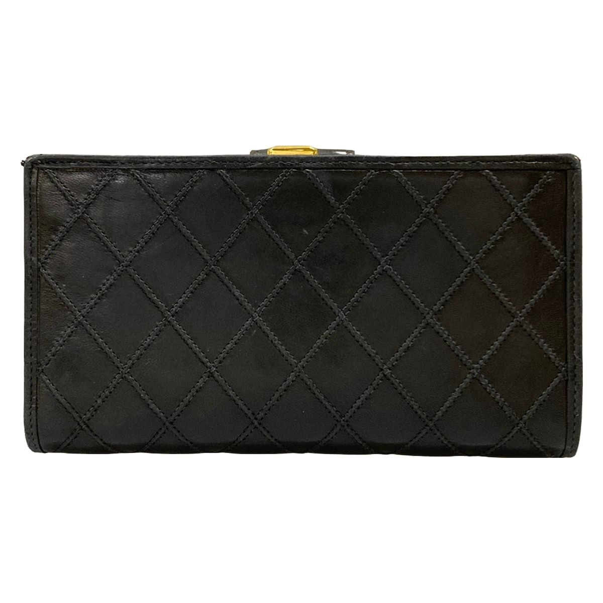 Chanel Wallet Bicolor Black Gold Kiss Lock Lambskin — view 2