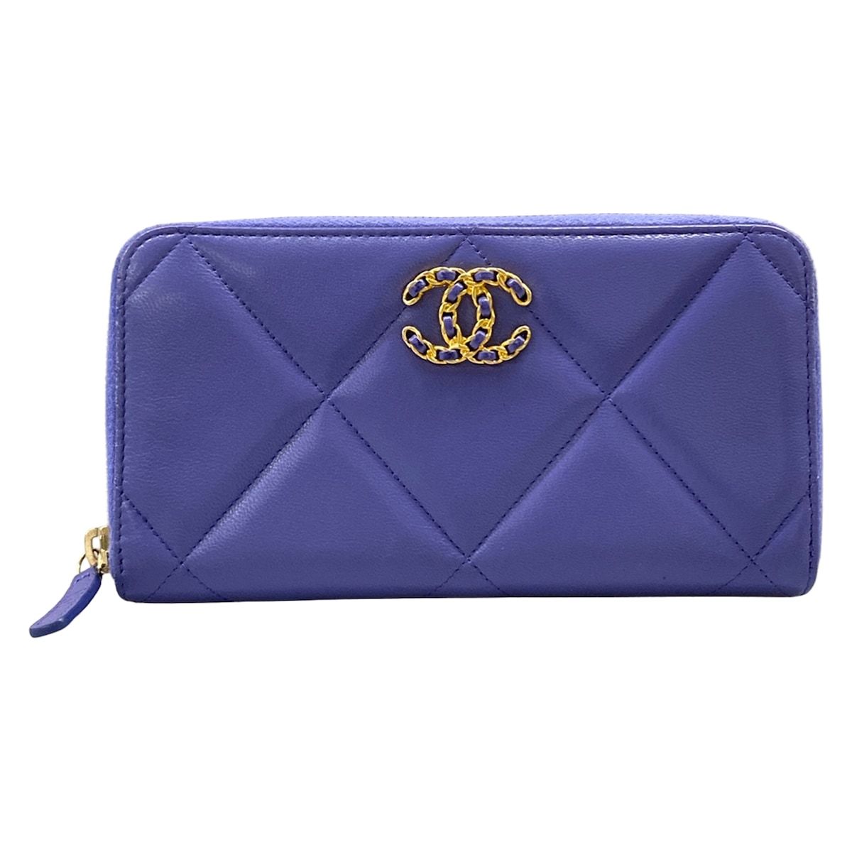 Chanel Wallet 19 Long Zip Purple Zip Around CC Logo Lambskin