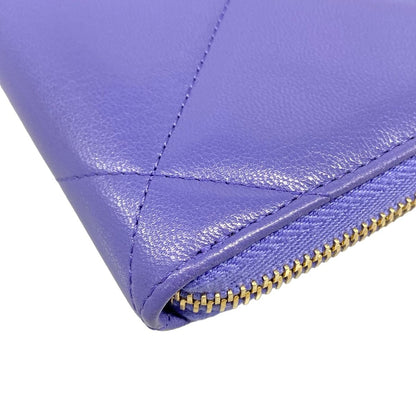 Chanel Wallet 19 Long Zip Purple Zip Around CC Logo Lambskin — view 7