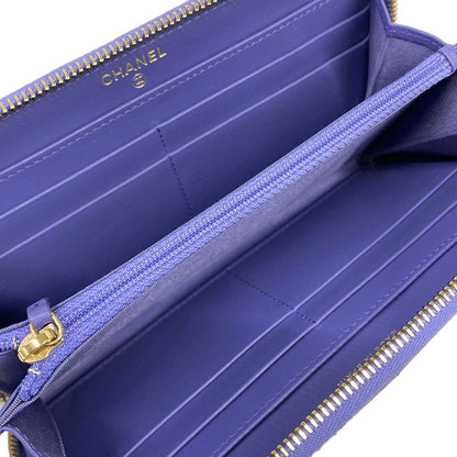 Chanel Wallet 19 Long Zip Purple Zip Around CC Logo Lambskin — view 3