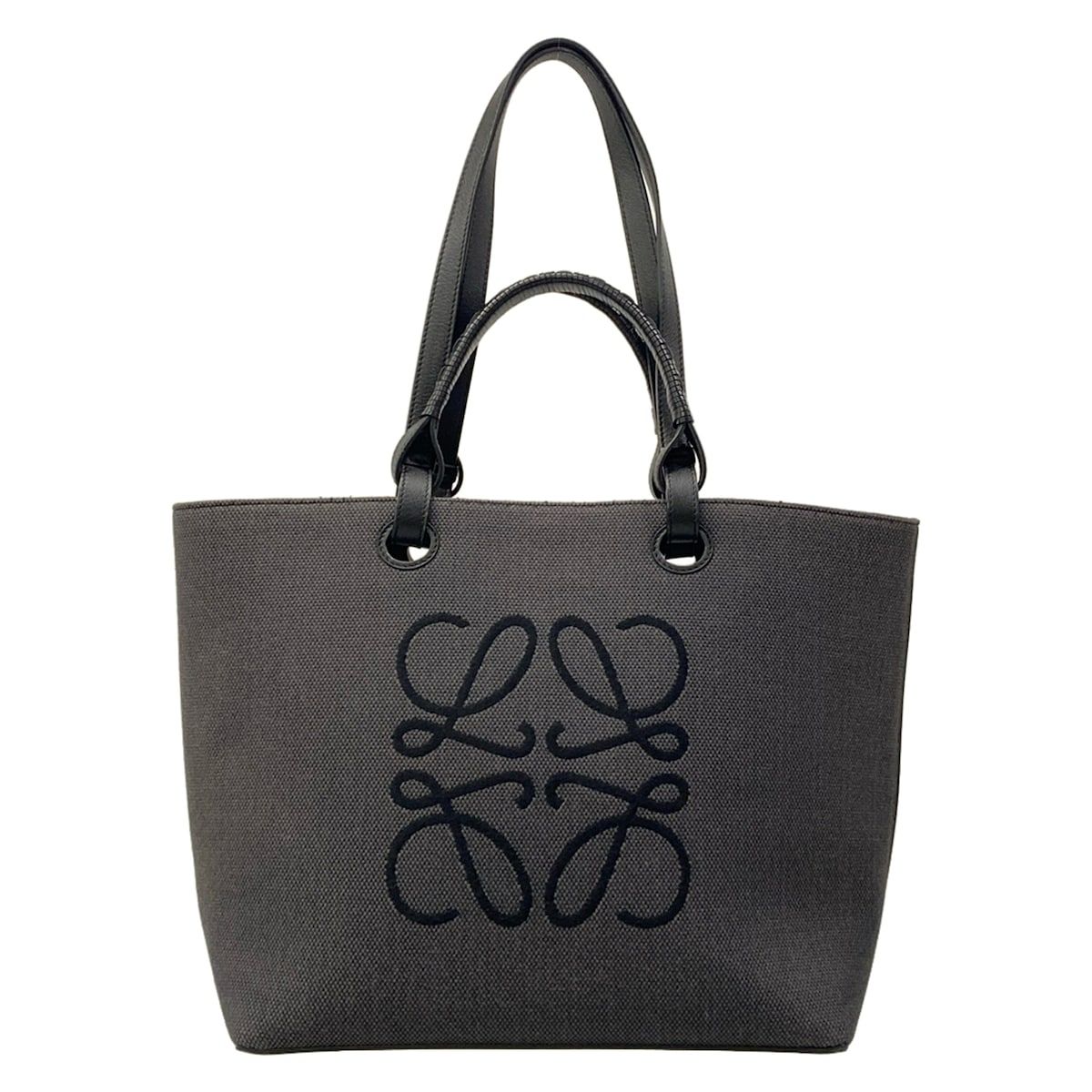 Loewe Tote Anagram Dark Gray Black 2-Way Leather