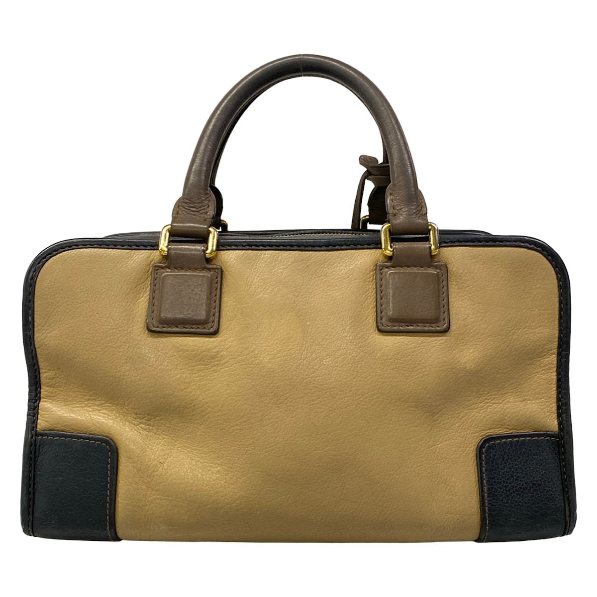 Loewe Handbag Amazona 28 Beige Black Dark Brown Leather — view 3