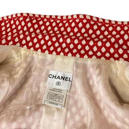 Chanel Coat 34 S Red Ivory Tweed Fringe Zip Up Long Sleeve — view 7