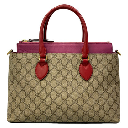 Gucci Handbag GG Plus Supreme Dark Brown Pink Multi Leather