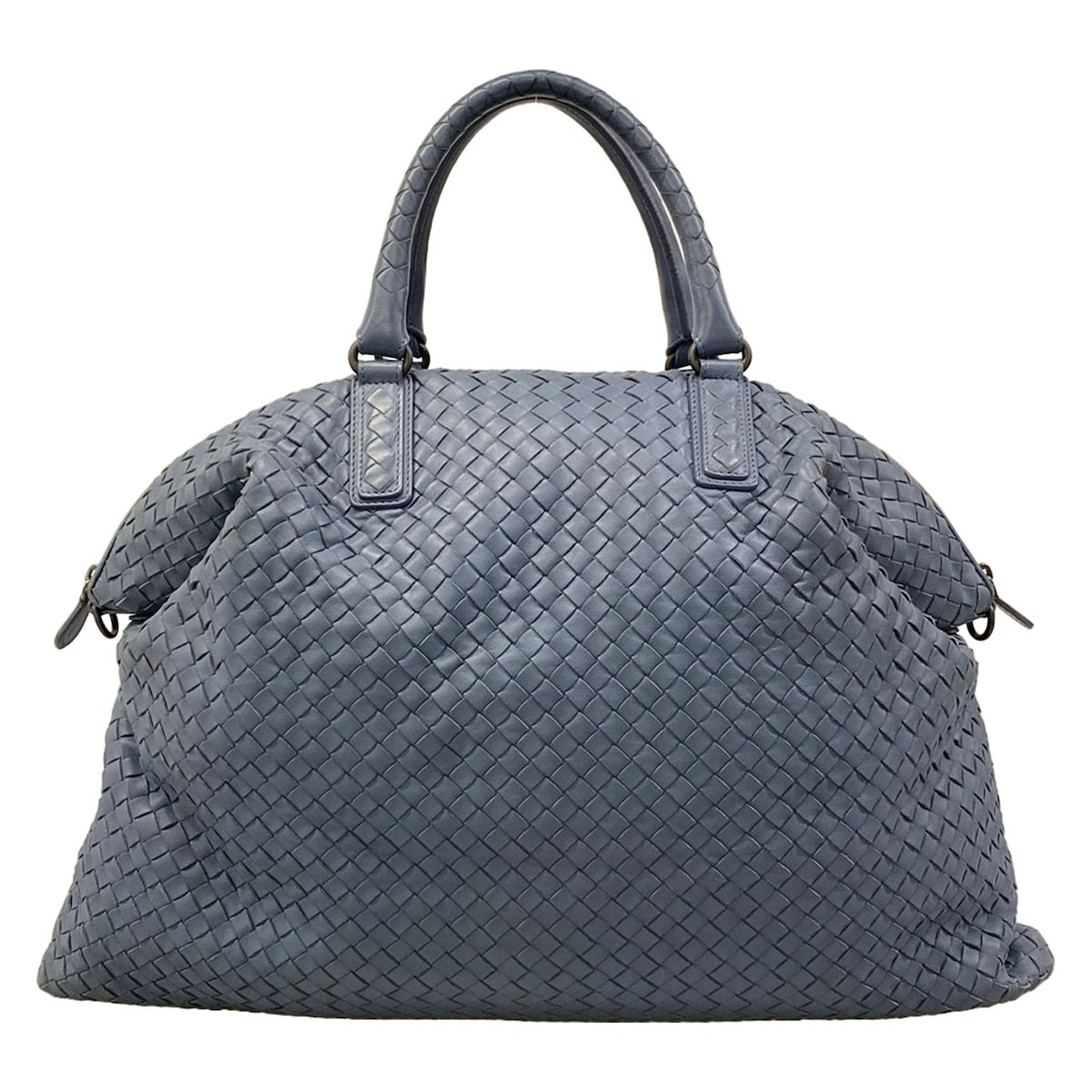 Bottega Veneta Handbag Intrecciato Blue Gray Leather