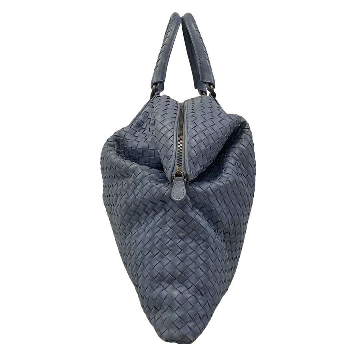 Bottega Veneta Handbag Intrecciato Blue Gray Leather — view 2