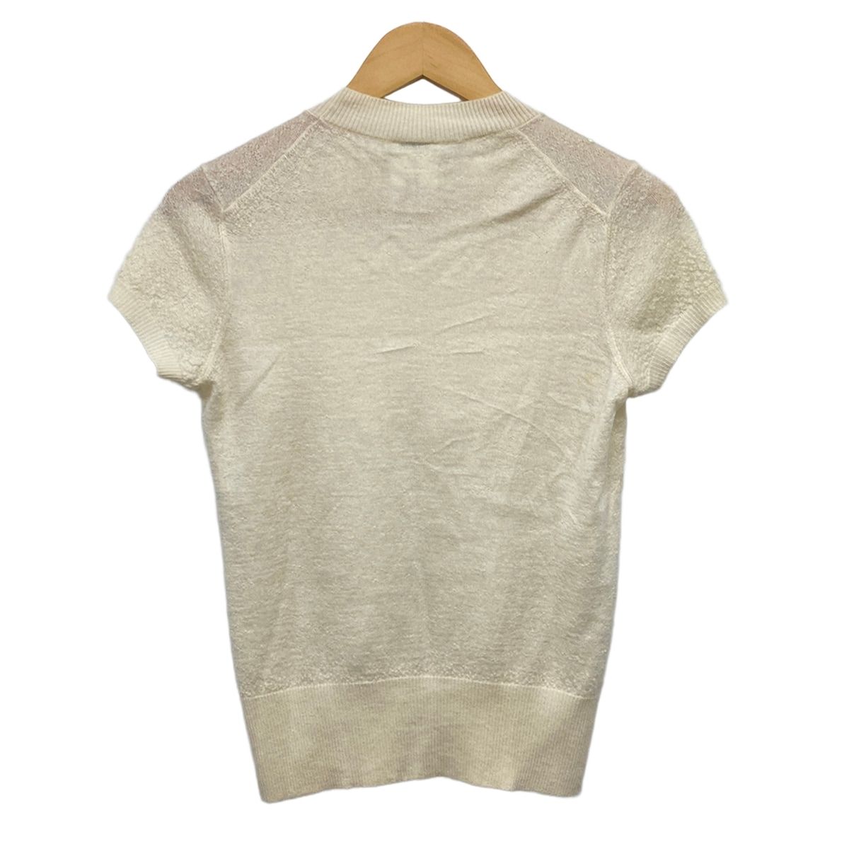 Chanel Short Sleeve Sweater 36 S Ivory Faux Pearl — view 2