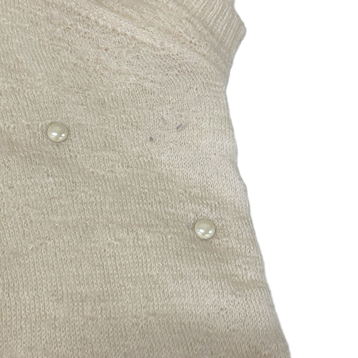 Chanel Short Sleeve Sweater 36 S Ivory Faux Pearl — view 6