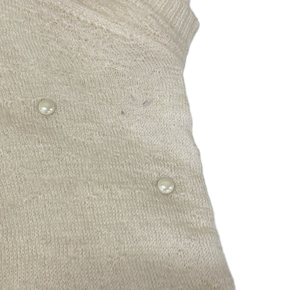 Chanel Short Sleeve Sweater 36 S Ivory Faux Pearl — view 6