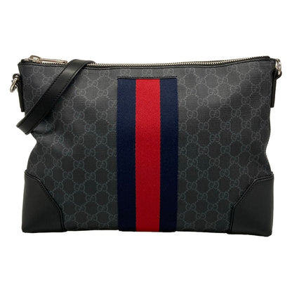 Gucci Shoulder Bag GG Supreme Canvas Dark Gray Black Multi Removable Strap