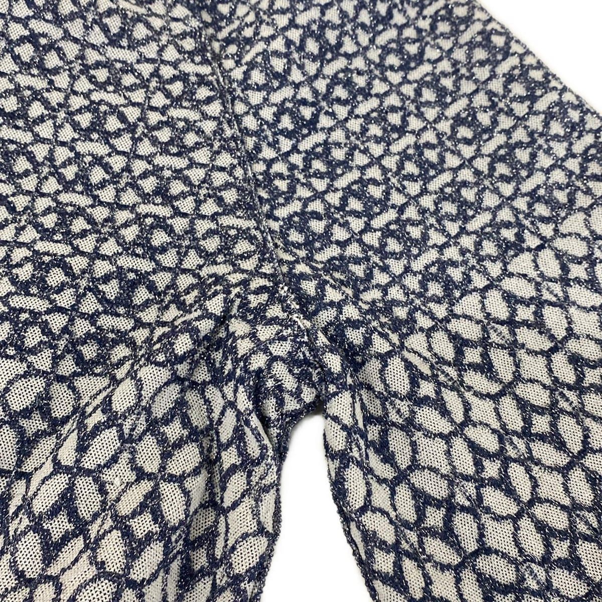 Chanel Dress 38 M Navy White Crew Neck Short Sleeve Knee Length Knit Lame Silk — view 8