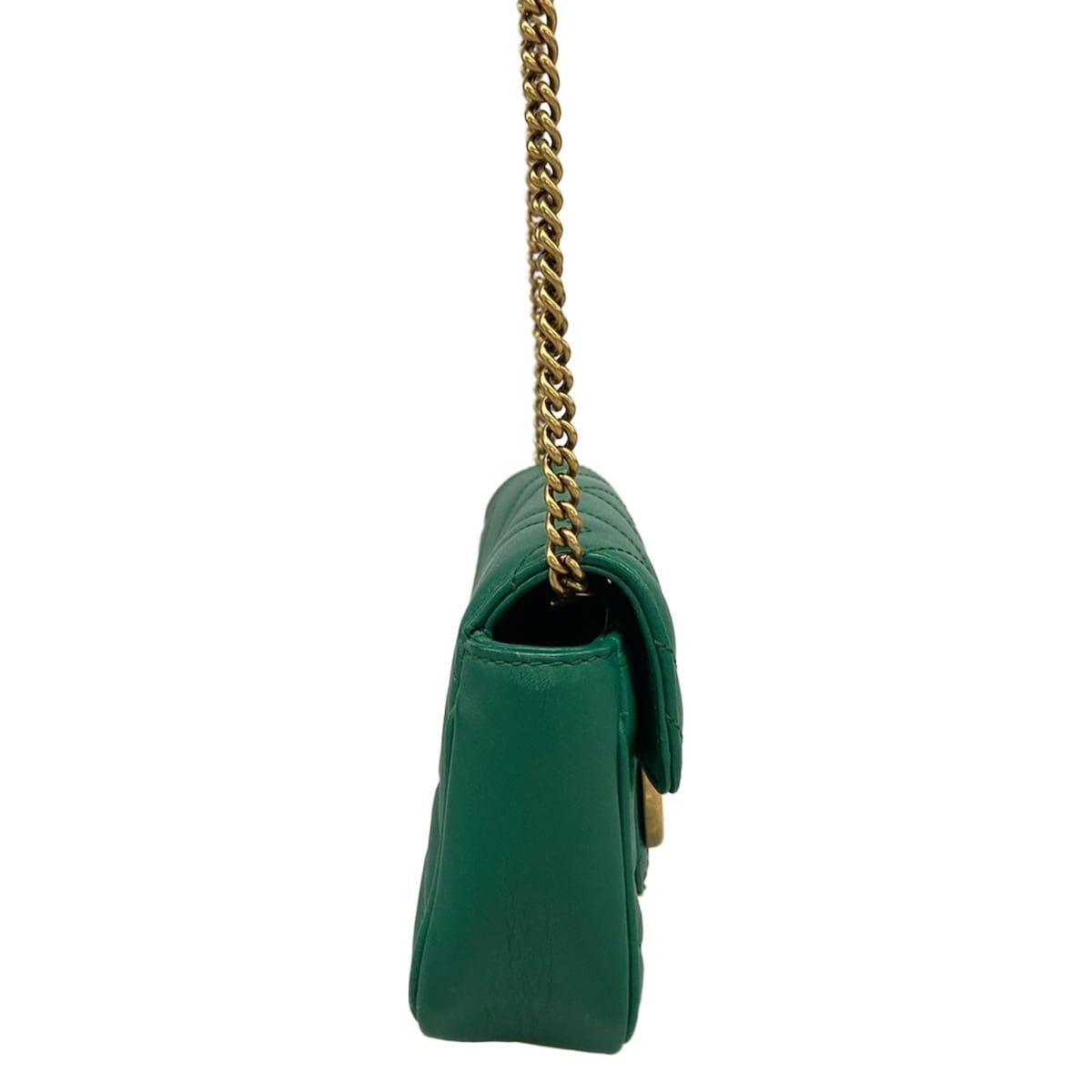 Gucci Shoulder Bag GG Marmont Quilted Leather Super Green Chain — view 2