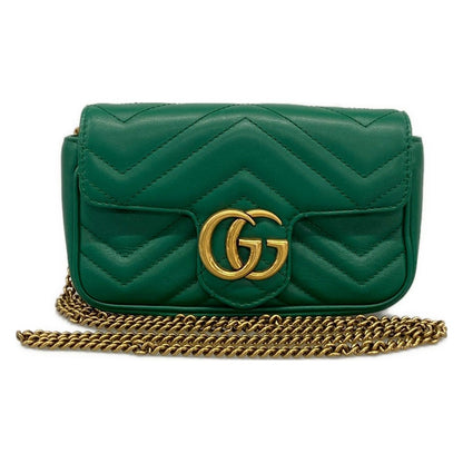 Gucci Shoulder Bag GG Marmont Quilted Leather Super Green Chain