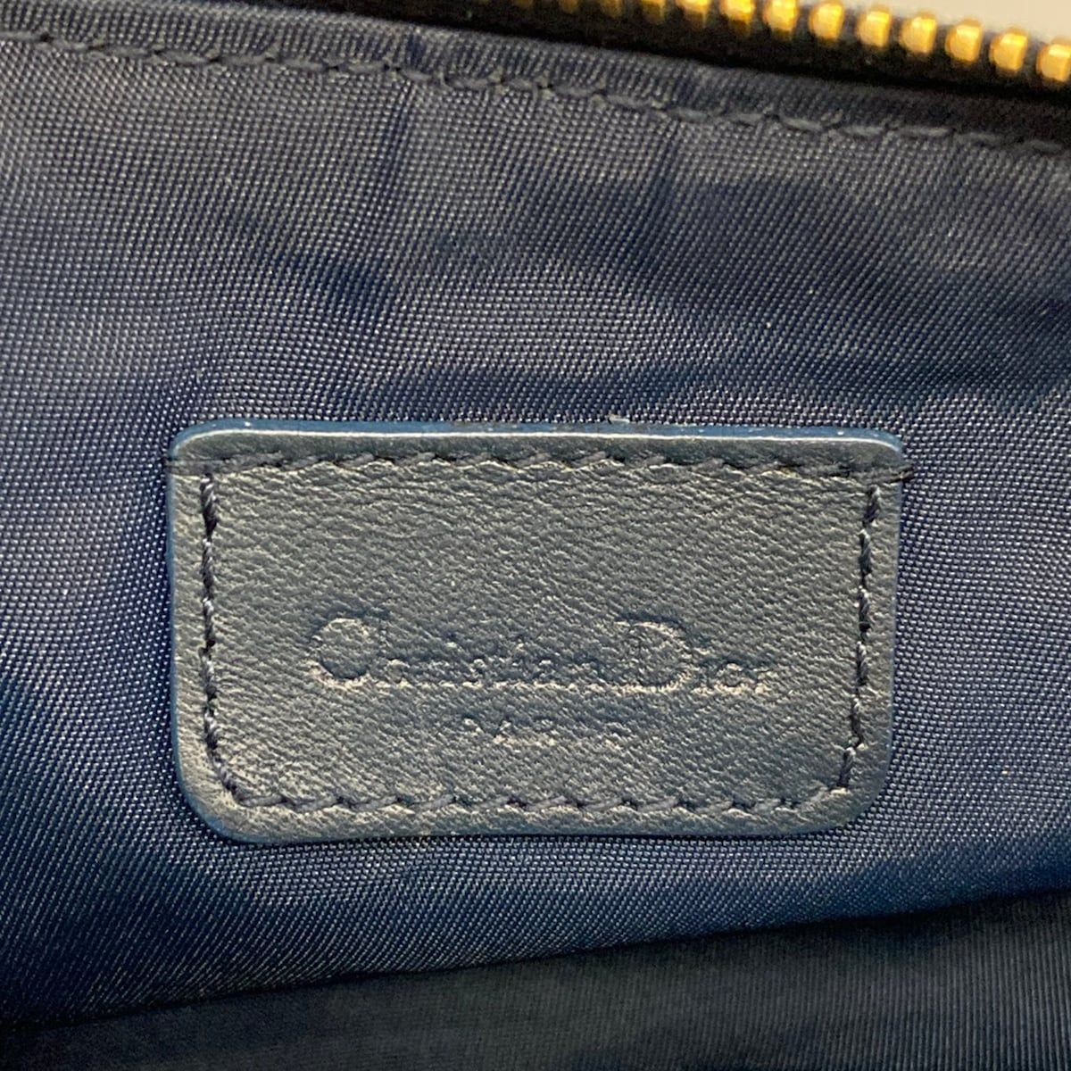 Dior Handbag Saddle Pouch Navy Ivory Multi Leather — view 8