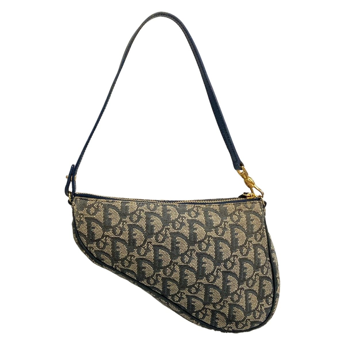 Dior Handbag Saddle Pouch Navy Ivory Multi Leather — view 3