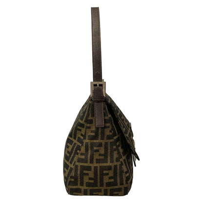 Fendi Shoulder Bag Mamma Bucket Zucca Pattern Beige Black Dark Brown Leather — view 2