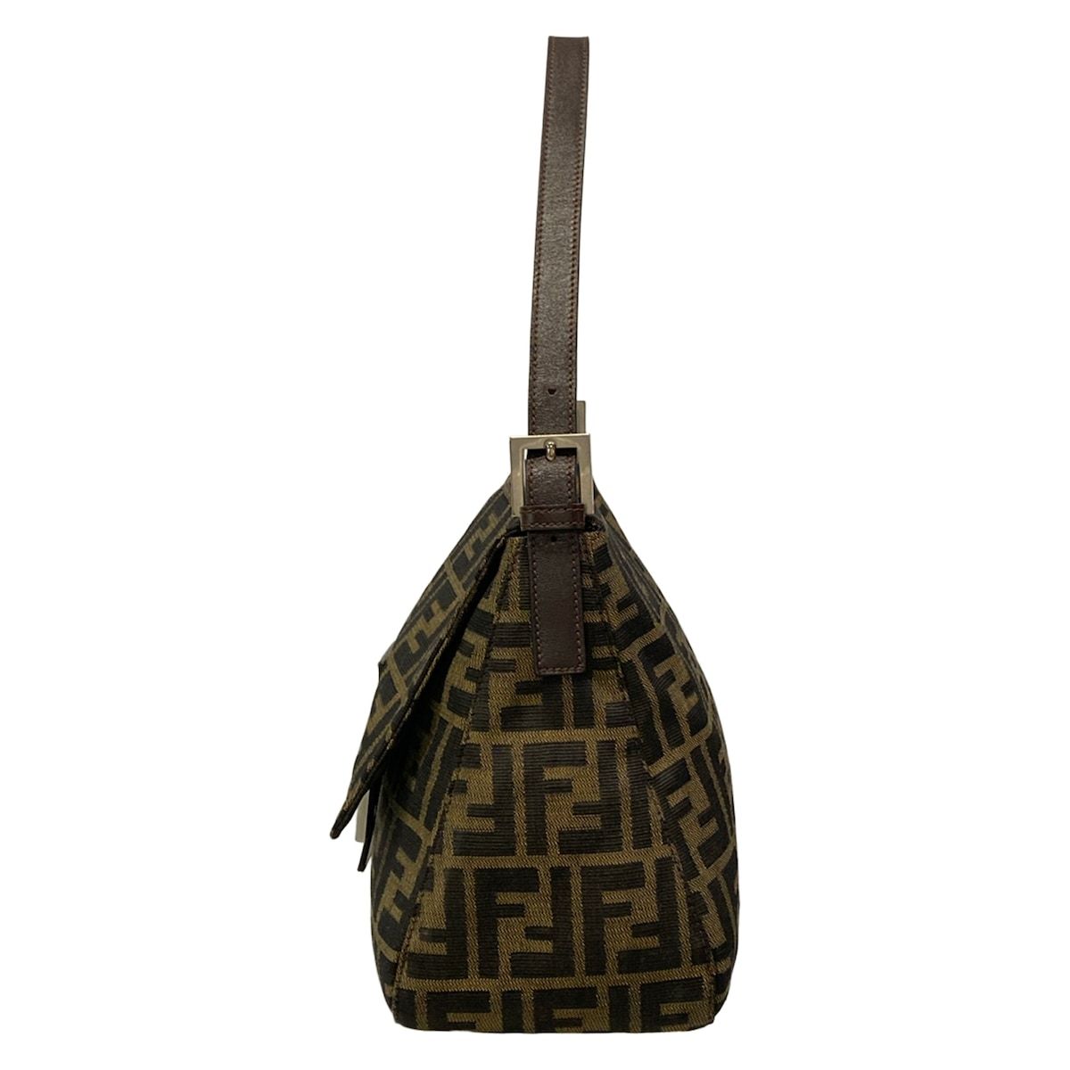 Fendi Shoulder Bag Mamma Bucket Zucca Pattern Beige Black Dark Brown Leather — view 4