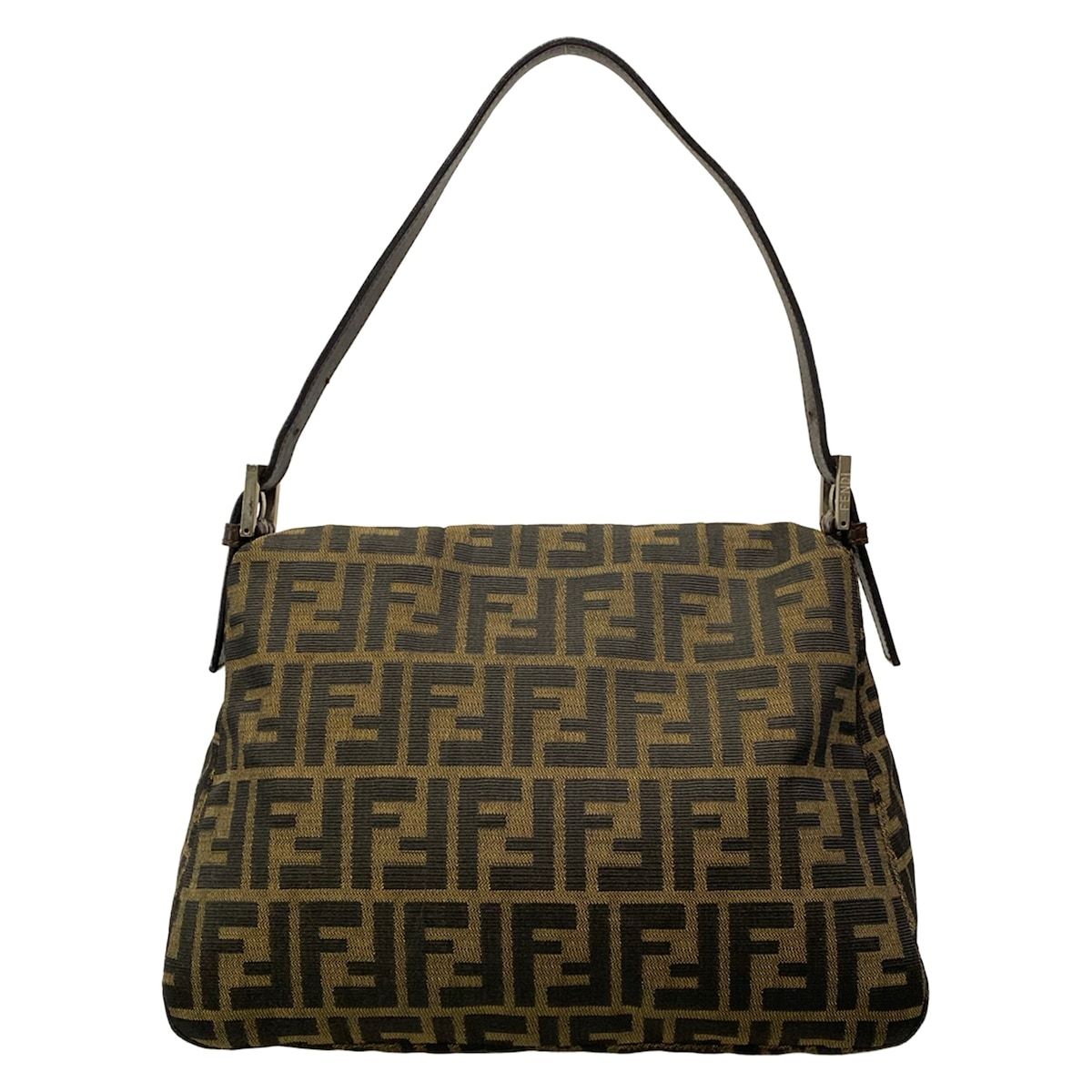Fendi Shoulder Bag Mamma Bucket Zucca Pattern Beige Black Dark Brown Leather — view 3