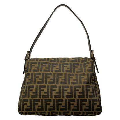 Fendi Shoulder Bag Mamma Bucket Zucca Pattern Beige Black Dark Brown Leather — view 3