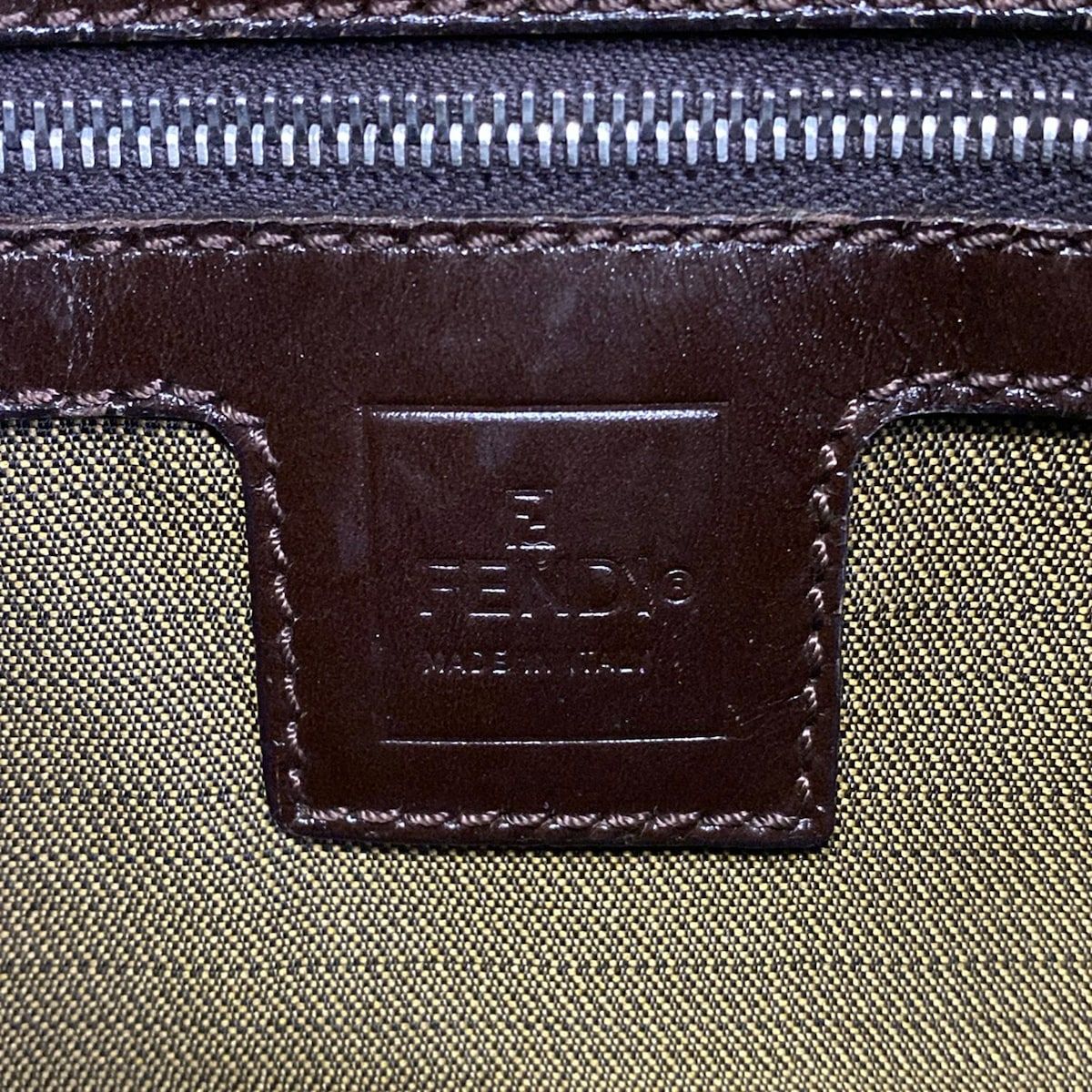 Fendi Shoulder Bag Mamma Bucket Zucca Pattern Beige Black Dark Brown Leather — view 8