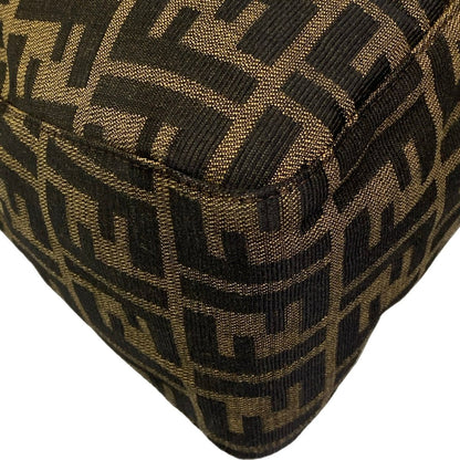 Fendi Shoulder Bag Mamma Bucket Zucca Pattern Beige Black Dark Brown Leather — view 6