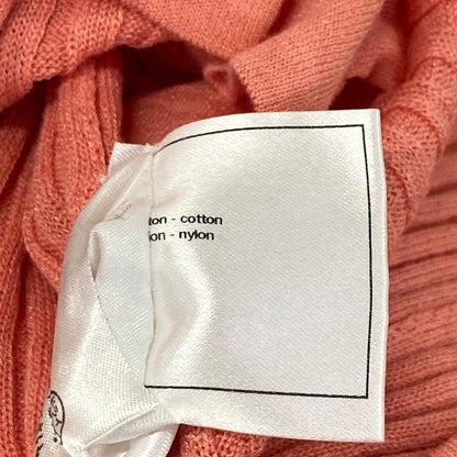 Chanel Cardigan 36 S Salmon Pink Short Sleeve Long Length Cotton — view 6