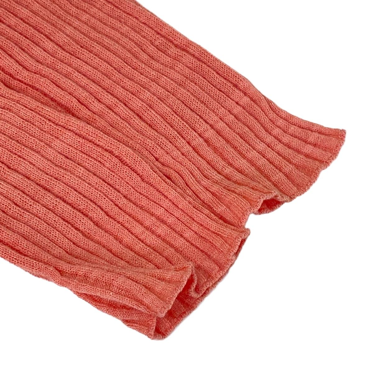 Chanel Cardigan 36 S Salmon Pink Short Sleeve Long Length Cotton — view 7