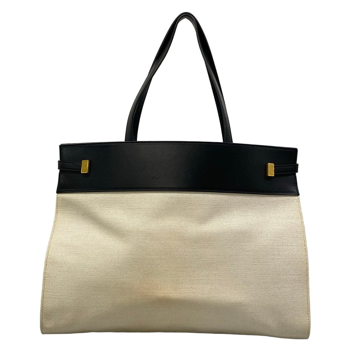 Saint Laurent Paris Tote Manhattan Ivory Black Leather — view 3
