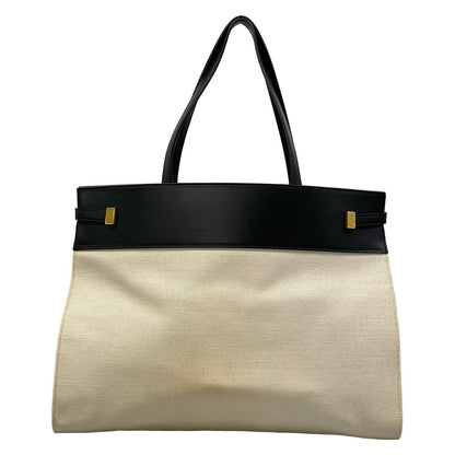 Saint Laurent Paris Tote Manhattan Ivory Black Leather — view 3