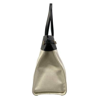 Saint Laurent Paris Tote Manhattan Ivory Black Leather — view 2
