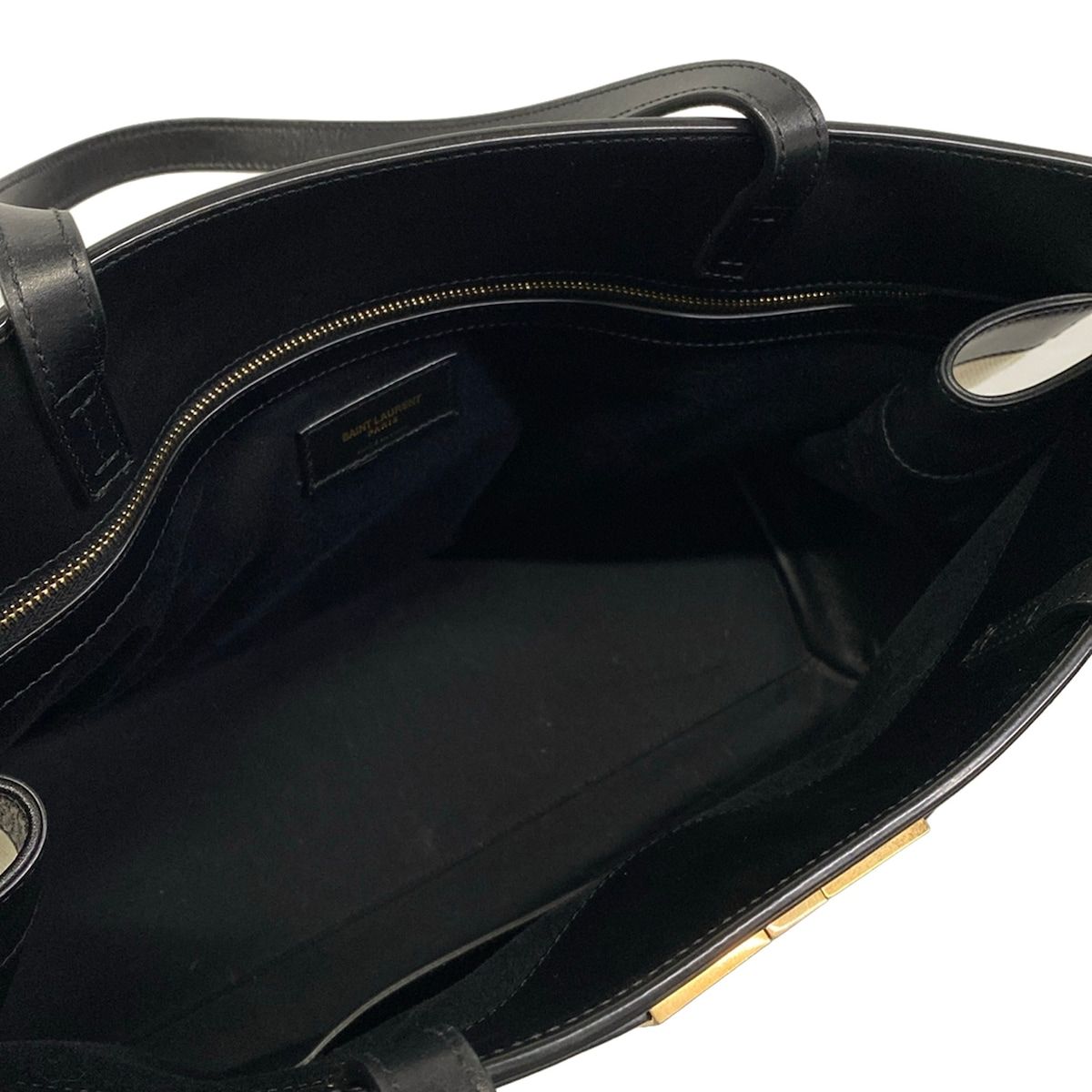 Saint Laurent Paris Tote Manhattan Ivory Black Leather — view 7