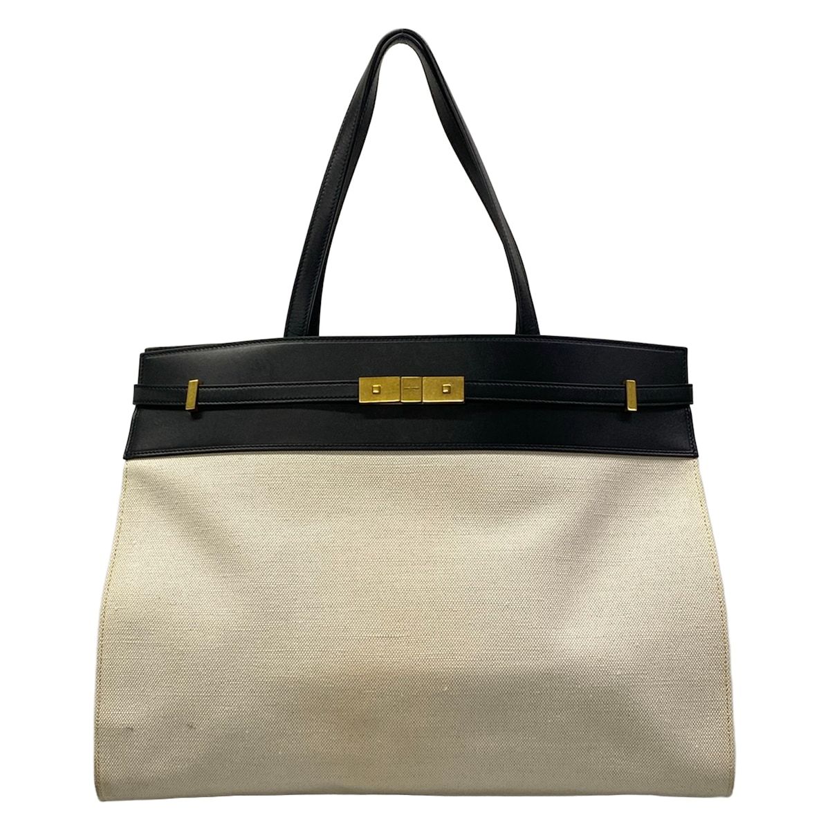 Saint Laurent Paris Tote Manhattan Ivory Black Leather