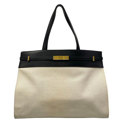 Saint Laurent Paris Tote Manhattan Ivory Black Leather