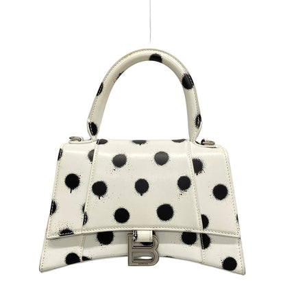 Balenciaga Handbag Hourglass Small White Black Dot Pattern