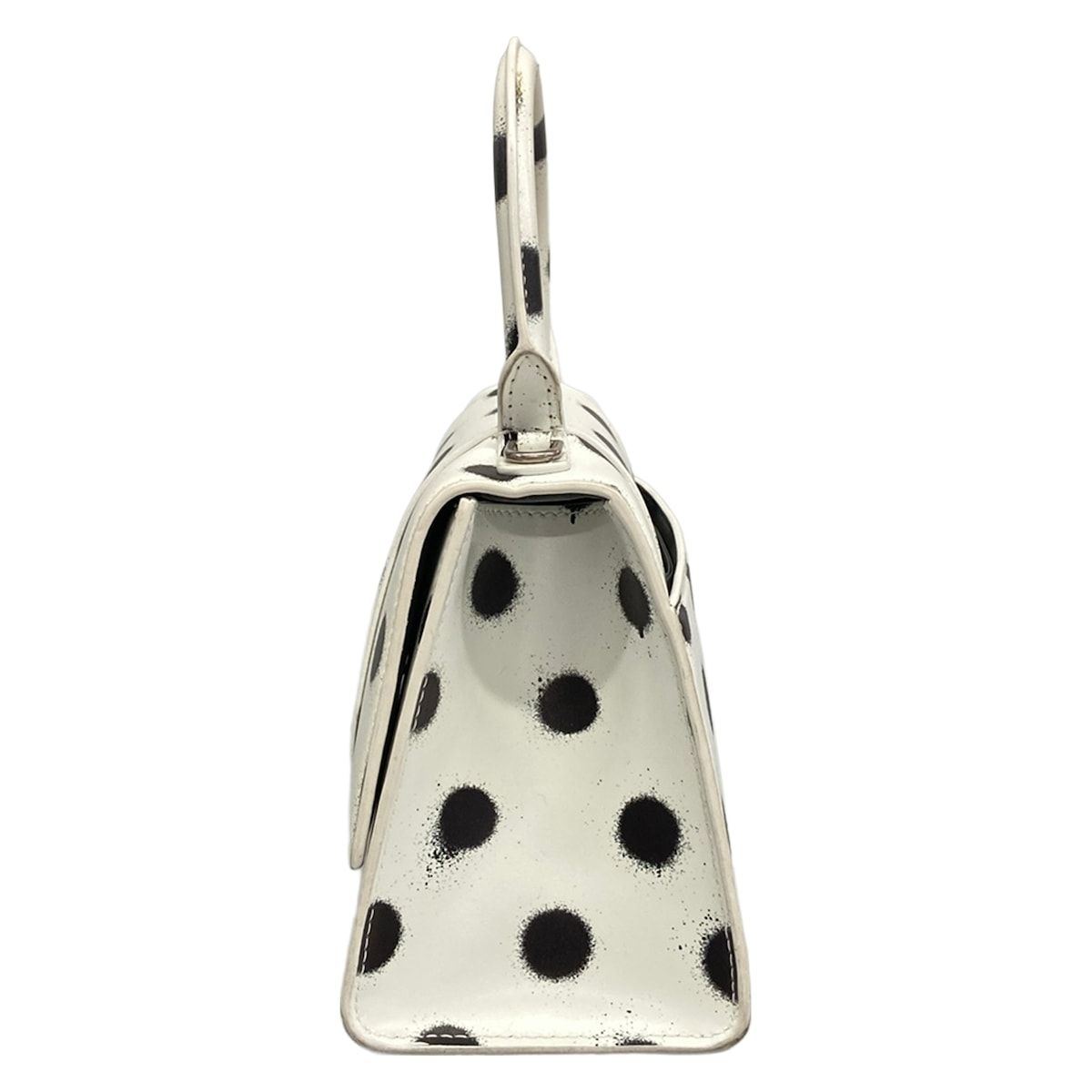 Balenciaga Handbag Hourglass Small White Black Dot Pattern — view 4