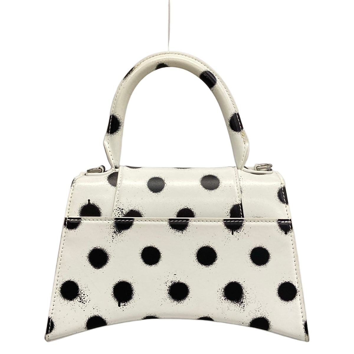 Balenciaga Handbag Hourglass Small White Black Dot Pattern — view 3