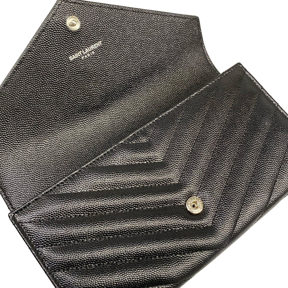 Saint Laurent Paris Wallet Cassandra Black Silver Leather — view 3