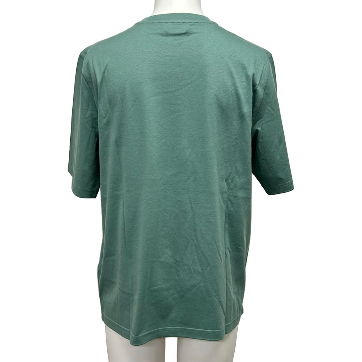 Hermes Short Sleeve T-Shirt S Light Green Black Crew Neck Cotton — view 2