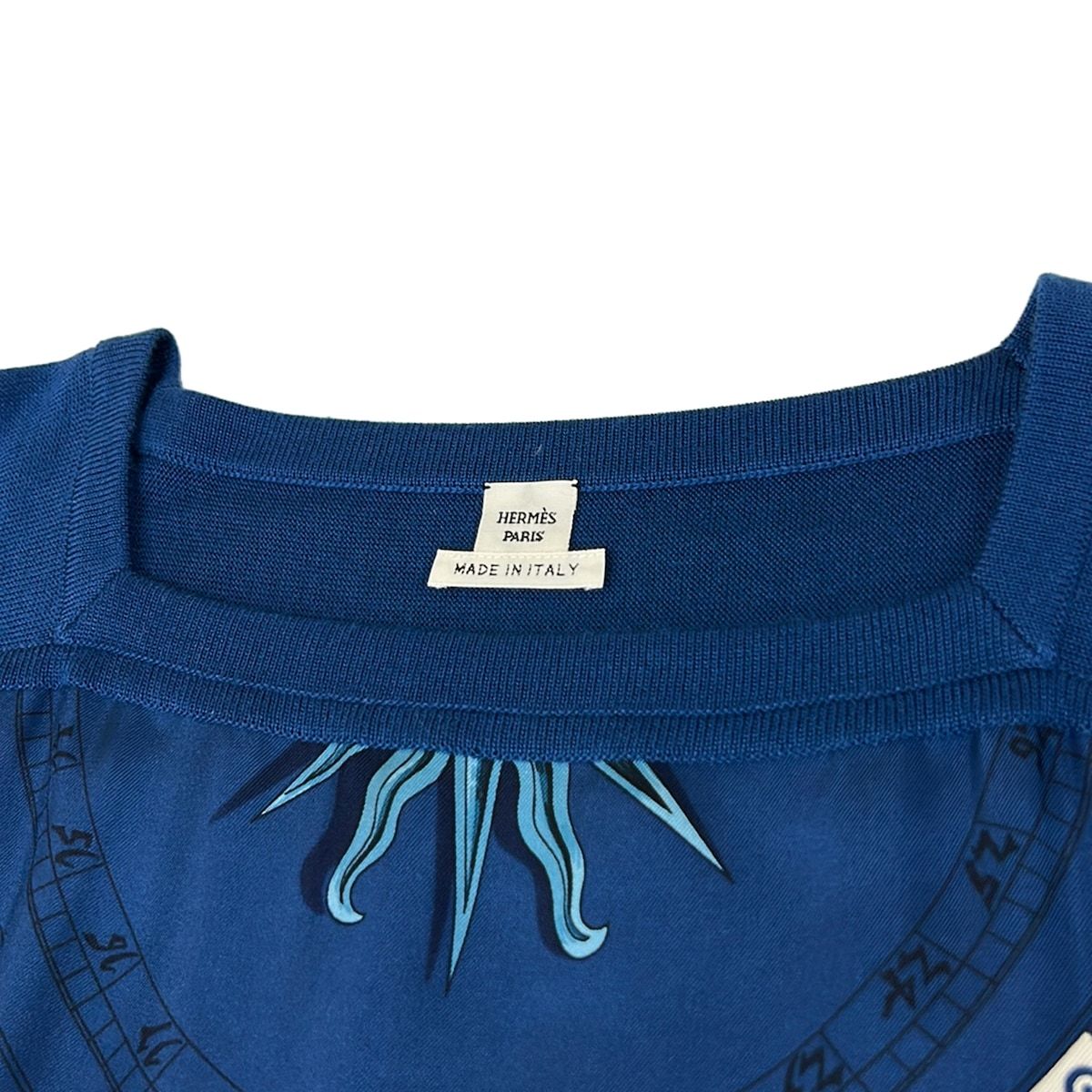 Hermes Dress 36 S Navy Ivory Light Blue Crew Neck Long Sleeve Long Dies Et Hore — view 8