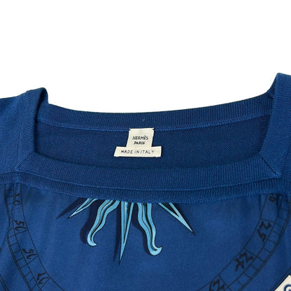 Hermes Dress 36 S Navy Ivory Light Blue Crew Neck Long Sleeve Long Dies Et Hore — view 8