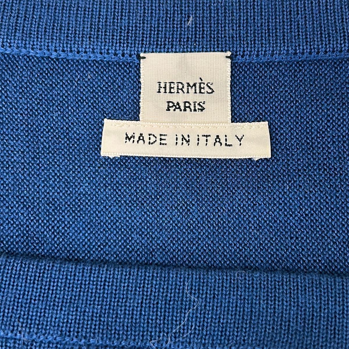 Hermes Dress 36 S Navy Ivory Light Blue Crew Neck Long Sleeve Long Dies Et Hore — view 3
