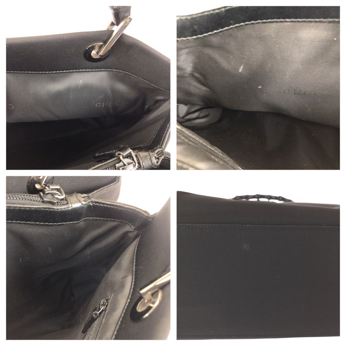 Gucci Bamboo Black Silver Nylon 002 Tote — view 6