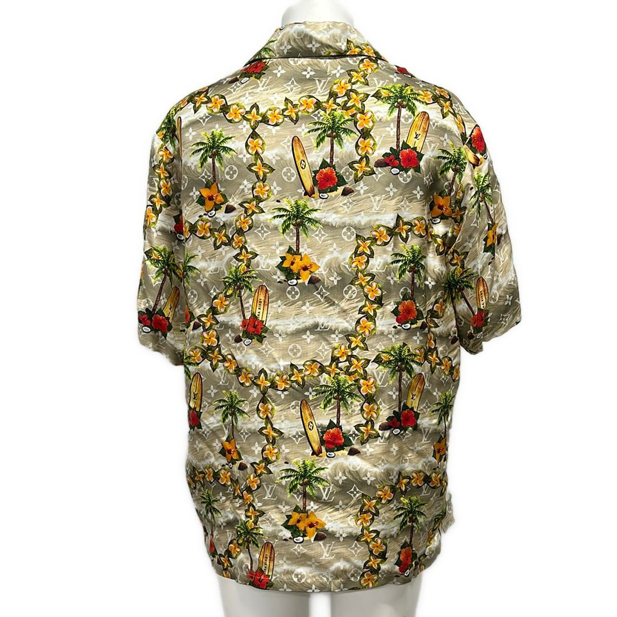 Louis Vuitton Short Sleeve Shirt S Knc Beige Green Multi Floral Monogram — view 2