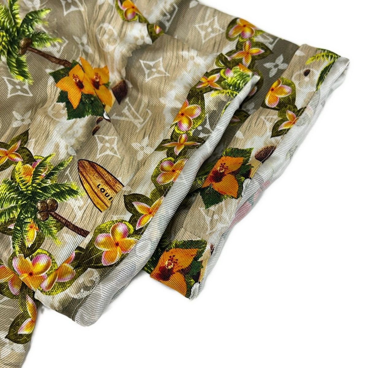 Louis Vuitton Short Sleeve Shirt S Knc Beige Green Multi Floral Monogram — view 7