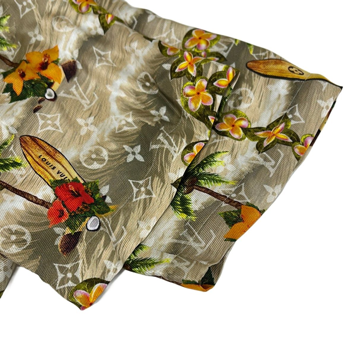 Louis Vuitton Short Sleeve Shirt S Knc Beige Green Multi Floral Monogram — view 6